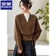 羅蒙（ROMON）2025秋冬新款小香風(fēng)V領(lǐng)系帶蝙蝠袖短外套小個(gè)子時(shí)髦顯瘦針織開(kāi)衫 駝色 均碼