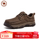 駱駝休閑皮鞋壓花紋牛皮男士工裝大頭鞋爸爸鞋 P15A307021 咖啡 41