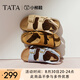 他她（TATA）七夕勃肯鞋女棕色2025夏季新款厚底沙灘涼鞋女運(yùn)動(dòng)涼鞋 黃棕（涼鞋款） 37