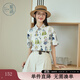 紫涵（ZIHAN）紫涵復古印花短袖襯衫女森系夏季新款文藝簡(jiǎn)約滿(mǎn)印上衣度假ins風(fēng) 米底印花 L