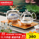 金灶（KAMJOVE）自動(dòng)上水電熱水壺泡茶專(zhuān)用電茶壺燒水壺恒溫一體玻璃燒水泡茶壺H8 香檳金【23*37cm】