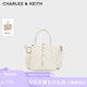 CHARLES&KEITH25秋新品簡約通勤手提水桶包菜籃子包七夕禮物CK2-10151518 Cream奶白色 S