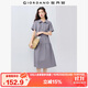 佐丹奴翻領(lǐng)裙子女純棉府綢壓褶娃娃領(lǐng)綁帶蛋糕連衣裙13465334
