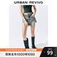 UR秋季新款女裝復古街頭風(fēng)破洞流蘇牛仔短褲UYY840003 淺藍 29