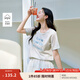 茵曼棉質(zhì)刺繡圓領(lǐng)短袖T恤女裝2025夏季新款字母標(biāo)語閃片上衣 淺花灰 S