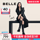 百麗（Belle）周雨彤同款月光騎士靴女商場(chǎng)款顯瘦長(zhǎng)靴3EL73DG4 【周雨彤同款】耀夜黑(亮面) 37 (235mm)