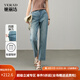 婭麗達彈力直筒褲2025新款牛仔褲女小個(gè)子煙管褲修身顯瘦九分褲子 懷舊淺藍（B1） 28