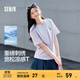 森馬（Semir）迪士尼短袖t恤女中長款寬松圓領上衣25夏新款涼感重磅刺繡打底衫 粉紫70028 L