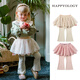 happyology英國兒童秋季裝新款褲子網(wǎng)紗半裙繡花底女童喇叭打底褲