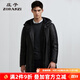 ZORANZI 莊子男裝冬季中長(cháng)款牛皮羽絨服男黑色休閑連帽皮衣外套LMR17780 黑色-LMR17780 M 175/96A