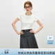 范思藍(lán)恩正肩短袖T恤女2025夏新款修身顯瘦設(shè)計(jì)感圓領(lǐng)上衣2113 白色 M