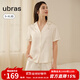 ubras25年新品流光梔子花翻領(lǐng)短袖短褲套裝舒適家居服女睡衣 馥芮白色底梔子花印花 M