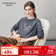 科蒙博卡2025秋冬新款100%羊絨衫女卡通減齡針織衫圓領(lǐng)寬松毛衣 深空灰 XL