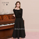 三彩2025冬季新款拼接小黑裙收腰連衣裙A字裙長(cháng)裙優(yōu)雅M 經(jīng)典黑 XL 170/92A