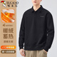 啄木鳥(niǎo)（TUCANO）POLO衫衛衣男款春秋季寬松上衣2025新款秋裝帶領(lǐng)男長(cháng)袖T恤打底衫 黑色加絨 3XL 【155-180斤】