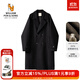 William fox&sons新復古回潮男裝850G重磅初剪精梳羊毛呢合體雙排扣中長(cháng)款羊毛大衣 黑色 M /48