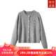ZXEGI女士羊毛衫女100%羊毛小熊刺繡休閑好品質(zhì)長袖針織開衫毛衣女外套 霧灰色 L