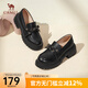 駱駝（CAMEL）jk小皮鞋休閑粗跟厚底英倫風樂福鞋女 L24S007008黑色 35