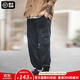 馬登工裝 美式街頭束腳休閑褲寬松機能九分長(cháng)褲男潮流 黑色 L