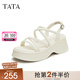 他她（TATA）綁帶厚底涼鞋女簡約休閑運動百搭涼鞋夏新款DWFT1BL4 米白（涼鞋款） 37