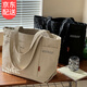 韞舜手提包男女 日韓文藝帆布單肩斜挎包學(xué)生旅行通勤休閑百搭大容量 帆布三袋手提包【卡其色】 52*14*31