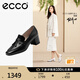 愛步（ECCO）女士方頭皮鞋 流蘇粗跟單鞋高跟鞋時(shí)尚通勤牛皮鞋子女 型塑290943 黑色羊皮29094301001 35
