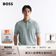 BOSS博斯【禮物】男士徽標牛津棉質(zhì)珠地布短袖Polo衫 373-淺綠色 L