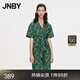 JNBY/江南布衣春夏連衣裙女印花寬松衣服時(shí)尚短袖女長(cháng)款5N4G13500 344/雜深綠 L