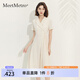 MeetMetro瑪依爾西裝短袖連衣裙女2025夏季新款通勤高腰修身A字裙 淺杏【現(xiàn)貨閃電發(fā)】 XL