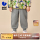 迷你巴拉【蹦蹦褲】男童長(zhǎng)褲冬季寶寶舒適保暖華夫格加絨褲子 中花灰00502 105