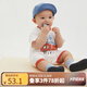 papa爬爬夏嬰兒連體衣趣味卡通圖案短袖爬服舒適可愛(ài)外出哈衣連體衣 紅色 80cm