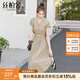 絲柏舍收腰顯瘦A字裙2025夏裝新款女時(shí)尚中長款連肩短袖連衣裙S52B1678L