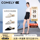 康莉（COMELY）羊皮包頭拖鞋女25年夏季粗跟法式兩穿涼拖尖頭穆勒鞋 銀色 35