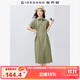 佐丹奴工裝襯衫裙女夏季純棉府綢口袋綁帶翻領(lǐng)連衣裙13465333