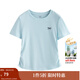 茵曼（INMAN）簡(jiǎn)約抽褶收腰短袖T恤女2025夏季甜美減齡少女休閑繡花上衣 天空藍 XL