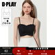 DPLAY【惠品】2025年夏黑色無(wú)痕文胸一體單肩帶上衣蕾絲美背吊帶 經(jīng)典黑（單肩帶） 均碼