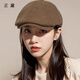正黛2025新款日系復古前進(jìn)帽春秋款女貝雷帽百搭英倫畫(huà)家帽鴨舌報童帽 咖啡色 均碼 可調節