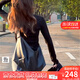 viney牛皮托特包包女包大容量斜挎包單肩包生日禮物送女友老婆 【黑色】實(shí)用高級感百搭通勤大包