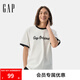 Gap男女裝2025夏季新款純棉撞色印花logo短袖T恤多色上衣729119 黑色 M (170/92A) 亞洲尺碼