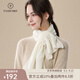 帕什【25秋冬新款】羊絨圍巾女100%山羊絨掏孔圍脖針織圍巾 PS-47 本白