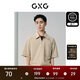 GXG男裝 戶(hù)外工裝polo男半拉鏈翻領(lǐng)短袖上衣  夏 卡其色 170/M