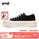 共跡gongji【范丞丞同款】厚底鞋女鞋板鞋厚底帆布鞋休閑鞋厚底帆布鞋男板鞋 森林黑 【張藝興同款] 偏大一碼 38 （243mm）
