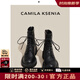 CAMILA KSENIA馬丁靴女秋冬季2025年新款高級感簡(jiǎn)約英倫厚底真皮內增高顯瘦短靴黑色37