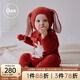 OAK FAMILY新生嬰兒連體衣圣誕拜年服冬款半邊絨滿(mǎn)月寶寶過(guò)年服連身爬服 半邊絨連體衣（寶寶款,不含帽子) 73cm