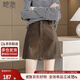 她池高腰包臀PU皮短裙女2025秋裝新款純色氣質(zhì)a字半身裙