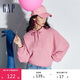 GAP女裝春秋3D浮雕logo慵懶風(fēng)美式復古純色運動(dòng)連帽衛衣429363