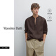 Massimo Dutti秋季新品2025男裝 簡約職場純亞麻標準版立領長袖襯衫 01788422 巧克力色 巧克力色 M
