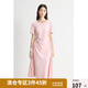獨(dú)束微胖大碼純色休閑舒適圓領(lǐng)夏顯瘦寬松中長(zhǎng)連衣裙24DY82827 暗玫瑰粉 L (尺碼：2)