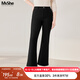 MsShe【高彈微喇牛仔褲】大碼女裝2025秋裝胖mm松緊腰顯瘦加長(cháng)褲 牛仔黑色現貨 3XL