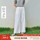 茵曼度假風(fēng)萊賽爾闊腿褲2025夏季女裝新款休閑松緊腰寬松氣質(zhì)褲子 云朵白 （微透建議穿膚色打底） M